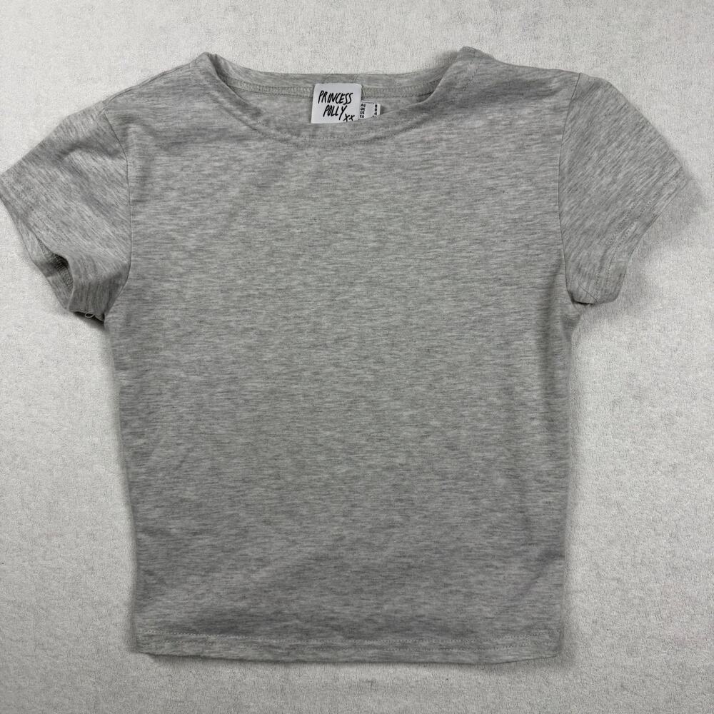 Princess Polly Women’s US 4 Gray Fitted Stretch Short Sleeve Basic Top